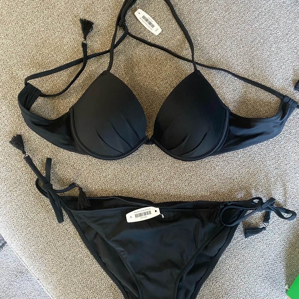 Black bikini with tassels